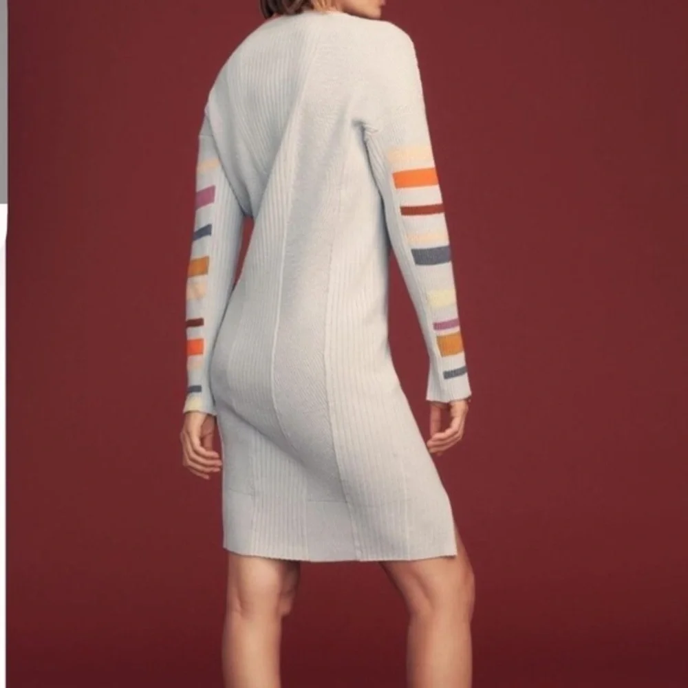 NWT Daily Practice Anthropologie Gray Stripe Sleeve Sweater Lounge Dress Large S